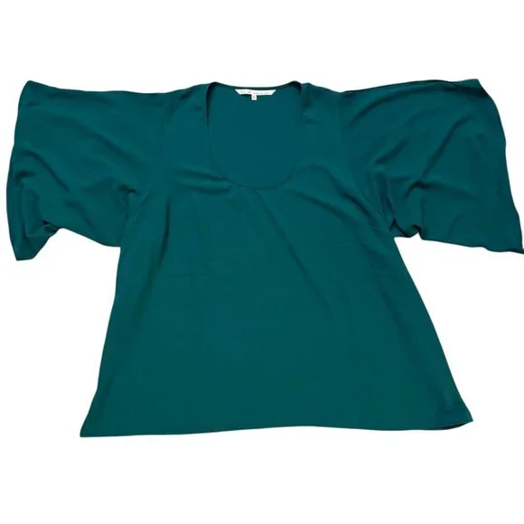 NWT RACHEL RACHEL ROY Flutter Split Sleeve Top 2X Plus Size Blouse Viridian Gree - Picture 4 of 8